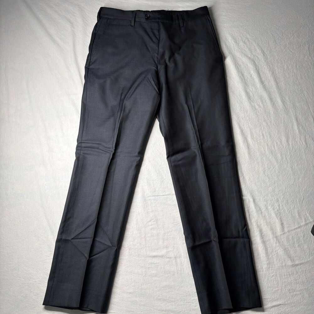 Vintage Versace Dress Pants Mens 32x30 Blue Pleated 80-20 Wool Silk Made Italy